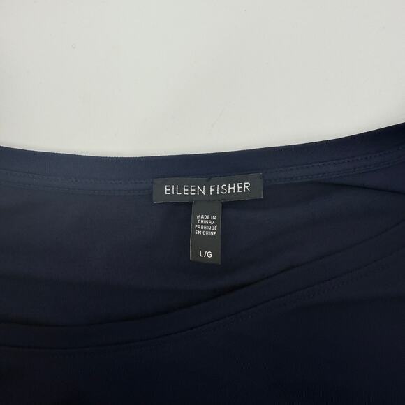 EILEEN FISHER Silk Asymmetrical Layering Shirt Size L Oversized Tunic Semi Sheer - Picture 3 of 7